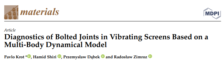 Diagnostics of Bolted Joints in Vibrating Screens Based on a Multi-Body Dynamical Model